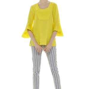 Naracamicie yellow linen tunic with bell sleeves